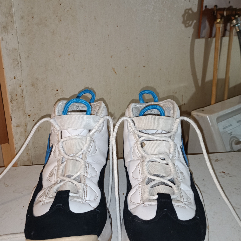 White and Black Sneakers with Blue Highlights